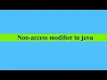 Non access modifier in Java
