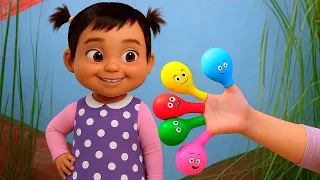 Finger Family Song Learn Colors with Balloons | Balloon Popping & Balloon Pop