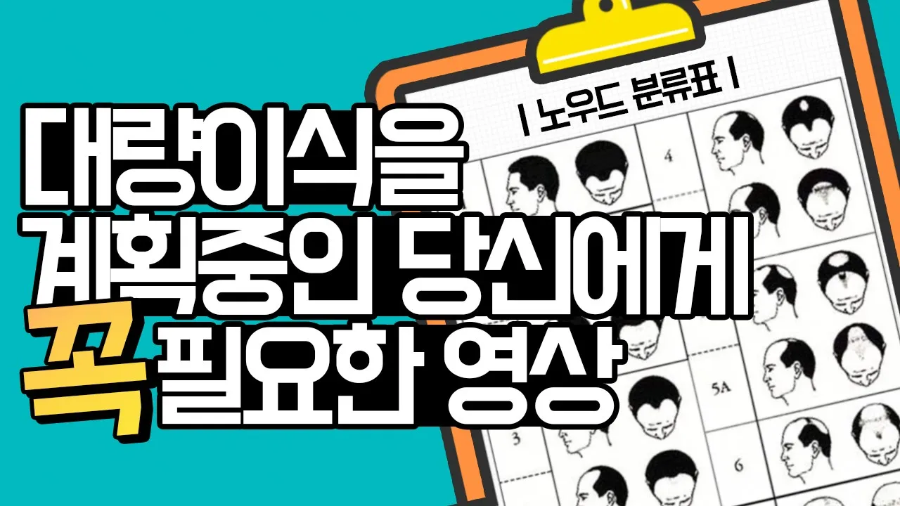 의느님답변📂ㅣ※탈모 4단계 이상 필수시청📺※ 나는 몇모를 심어야 할까?ㅣ대량이식ㅣ노우드분류표ㅣ다나성형외과(DANA)