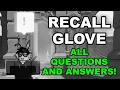 Slap Battles - ALL QUESTIONS and ANSWERS for RECALL GLOVE REPRESSED MEMORIES BADGE ROBLOX