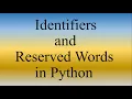 Python Lecture 2 Identifiers and Keywords in Python