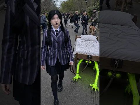 Wednesday and her personal pet - the monster under the bed! #wendesday #monster