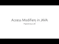 Access Modifiers in JAVA