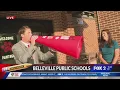 Welcoming students back to school with a megaphone