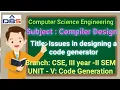 compiler Design - Code Generation Issues in designing a code generato