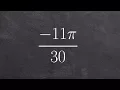 Converting an angle in radians to degrees - ACT prep