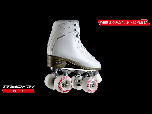 Patine Quad Copii Tempish TINY PLUS Piele Naturală Alb Cristale 54mm ABEC 7