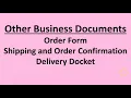 Other Business Documents Order Form Shipping and Order Confirmation Delivery Docket