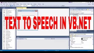 Visual Basic NET - Text To Speech in VB NET