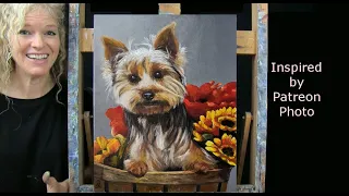 Learn How to Draw Paint with Acrylics CUTE AUTUMN DOG -Easy Acrylic Lesson-Paint and Sip at Home