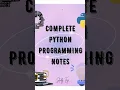Complete Python Programming Notes Python Full Course Notes PDF Free Download