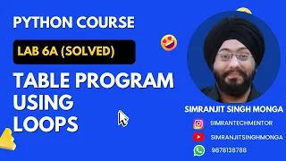 Lab 6a Table Printing Solution Solution Python Program Simranjit Singh Monga