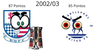all efl league two champions 1958 59 until 2024 25 