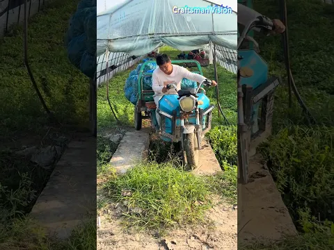 Ultimate test on double-groove cement slabs: Farmer rescues suspended tricycle by feel