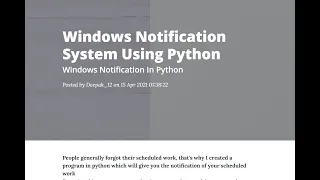 Get Windows Notification for your specific work in Python Windows Notification system in python