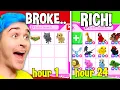 BROKE To RICH In 24 Hours Adopt Me CHALLENGE Poor Noob Has SHOCKING TRANSFORMATION Roblox