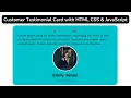 How to Make Responsive Testimonial Card With HTML CSS And JavsScript