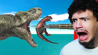 Reagindo a Fuga da cabeça do T-rex e alcance o Portão da Evolução - Animal Revolt Battle Simulator