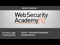 Business Logic Vulnerabilities - Lab Inconsistent handling of exceptional input Short