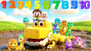 🔴LIVE | Ten In The Mud (Dino Version) | Learn Dinosaurs | Number Songs | Kids Songs | BabyBus