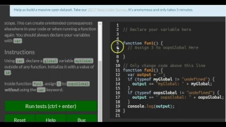 Global Scope and Function freeCodeCamp Basic Javascript