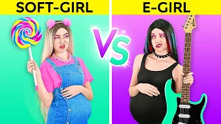 Download SOFT GIRL PREGNANT VS E-GIRL PREGNANT || Amazing Life Situations At School And Home by 123 GO! MP3