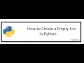Create a Empty list Learn Coding