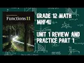 MHF4UE - Unit 1 Review of Functions Unit Review and Practice Part 1 Advanced Function