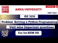 GE 3151 Problem Solving and python programming important question Be Prepare for the Exam
