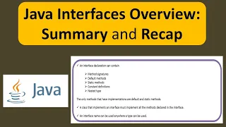 Java Interfaces Overview Summary and Recap Java Tutorial