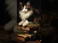 Cat books and Christmas Perfect combination in one printable wall art