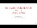 VTU 17ME81 OR MOD 2 L1 SIMPLEX METHOD