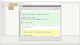 Program to calculate the area of square is BlueJ coding