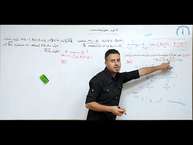⁣مادة الرياضيات للصف الثالث المتوسط : قانون نقطة المنتصف