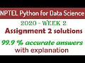 2022 - NPTEL Python for Data Science Assignment 2 100 correct answers with explanation 2022
