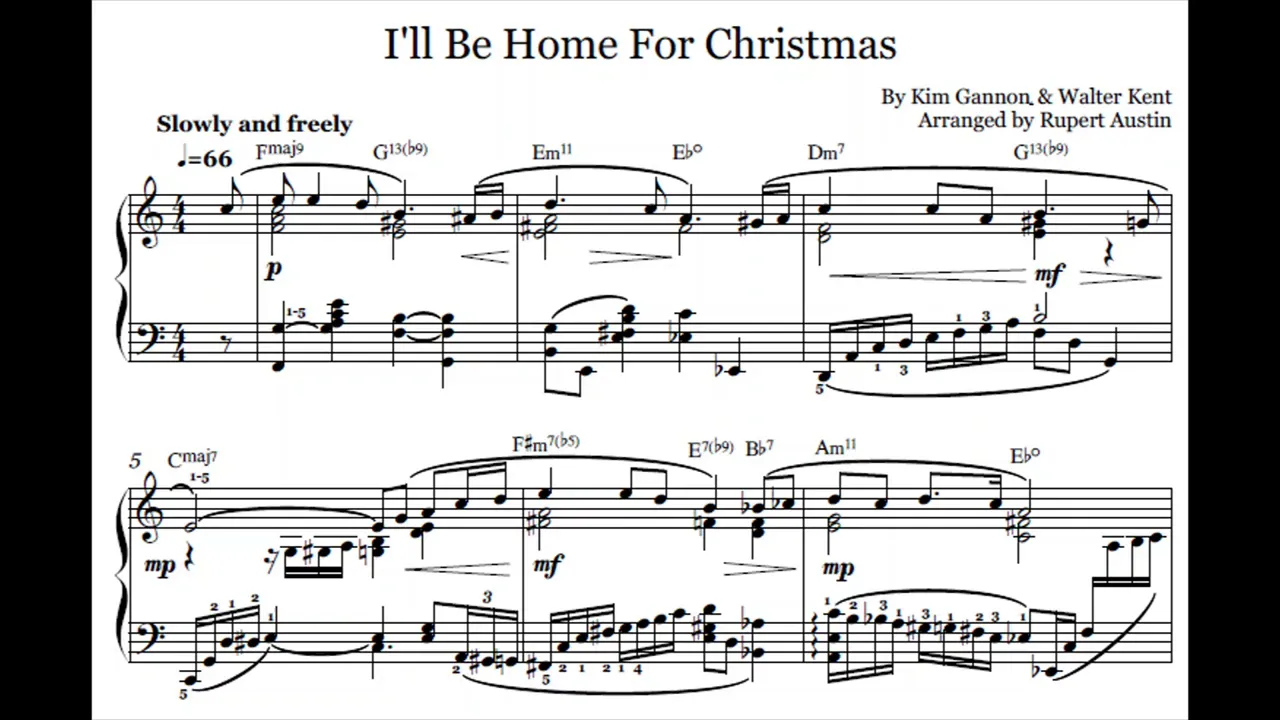 I'll Be Home For Christmas. Arranged for solo piano, with music sheet I'll Be Home For Christmas. Arranged for solo piano, with music sheet