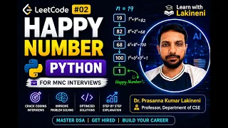 Happy Number LeetCode Python for MNC interviews Learn with Lakineni