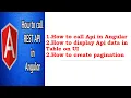 How to call Api How to display api data in UI How to use Pagination in Angular