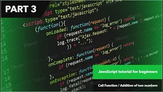 JavaScript tutorial for beginners tutorial Call Function Add Two Numbers