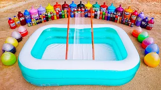Giant Toothpaste Eruption from Big Pool, Water Slide with Coca Cola, Mirinda, Schweppes & Mentos