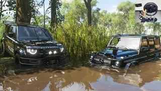 Land Rover Defender Police vs Mercedes G-Wagon | Forza Horizon 5 | Off-Road Convoy | Logitechg29