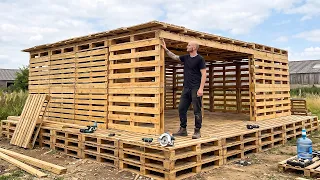 Man Builds a Cabin with Free Pallets 8 Minutes | TIMELAPSE Start to Finish by @Gabe_Octane