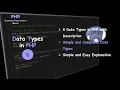 PHP Data Types Simple and Compound Data Types in PHP