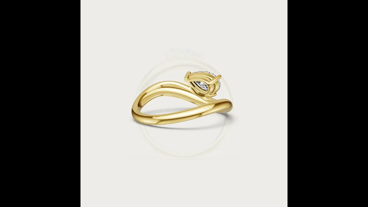 0.75 CT Prong Pear Lab Grown Diamond Wave Ring in Sterling Silver