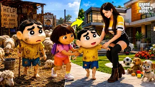 Shinchan Has No Home! Dora & a Kind Girl Rescue Him in GTA 5 😭❤️ | Tamil Mod