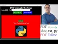PDF Converter Software in Python PDF to doc txt py File Maker PDF Editor PyPDF2 tkinter