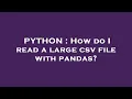 PYTHON How do I read a large csv file with pandas
