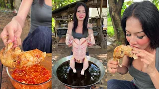 Cooking roasted chicken with garlic yummy recipe
