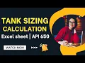Tank Sizing Calculation Excel Process Design Engineering Chemical Engineering PAYO S Academy