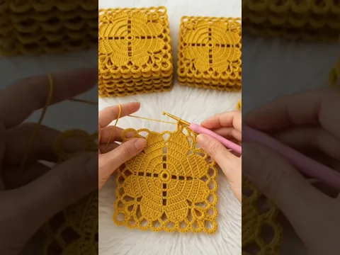 the harmony of mustard with heart granny square 🧡 full tutorial  here 👇 https://youtu.be/LGLfJeeL7FY